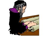 A traditional rabbi reading a Torah scroll